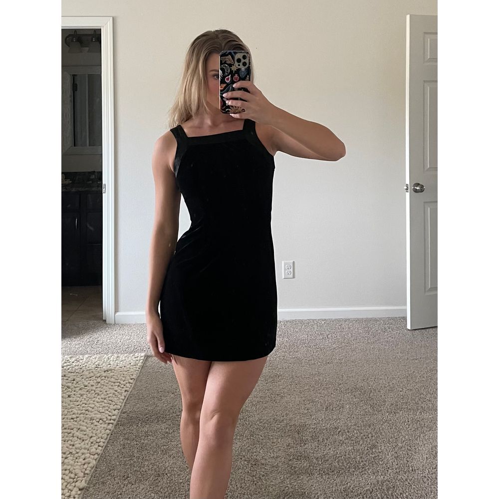 Vintage Y2K 90s My Michele Satin-Trimmed Velvet Mini Dress Size Small‎